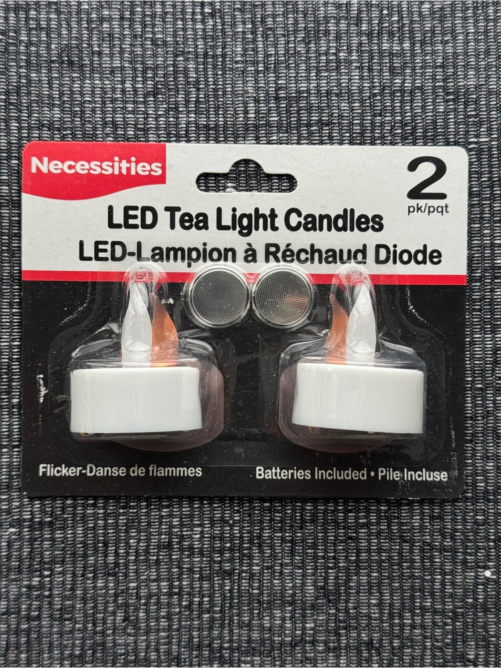 Necessities LED Tea Light Candles 2-Pack Flicker Flameless Lights